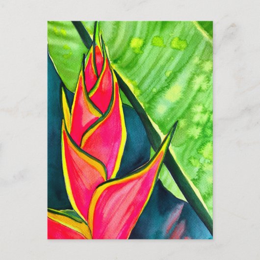 Waterverf heliconia tropische bloem briefkaart (Voorkant)