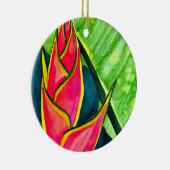 Waterverf heliconia tropische bloem keramisch ornament (Rechts)