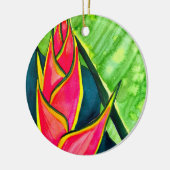 Waterverf heliconia tropische bloem keramisch ornament (Links)