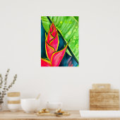 Waterverf heliconia tropische bloem poster (Keuken)