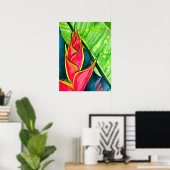 Waterverf heliconia tropische bloem poster (Thuiskantoor)