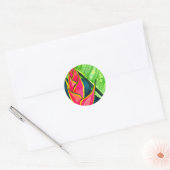 Waterverf heliconia tropische bloem ronde sticker (Envelop)