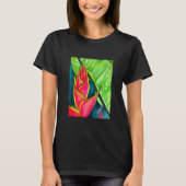Waterverf heliconia tropische bloem t-shirt (Voorkant)