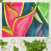 Waterverf heliconia tropische bloem theedoek (Gevouwen)