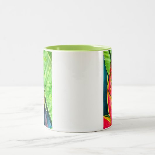 Waterverf heliconia tropische bloem tweekleurige koffiemok (Center)