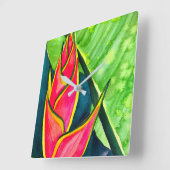 Waterverf heliconia tropische bloem vierkante klok (Hoek)