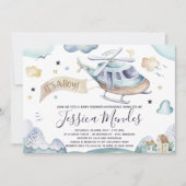 Waterverf Helikopter Baby Boy Shower Kaart (Voorkant)