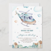 Waterverf Helikopter Baby shower Brunch Kaart (Voorkant)