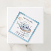 Waterverf Helikopter Partij blauw Bedankjes Labels (In situ)