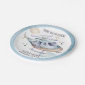 Waterverf Helikopter Partij blauw Papieren Bordje (Gekanteld)