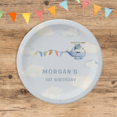 Waterverf helikopter Schattige Wolf eerste verjaar Papieren Bordje