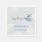 Waterverf helikopter Schattige Wolf eerste verjaar Servet (Voorkant)