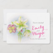 Waterverf Hellebore art bruiloft nodigt uit Kaart (Voorkant)