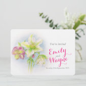 Waterverf Hellebore art bruiloft nodigt uit Kaart (Staand voorkant)