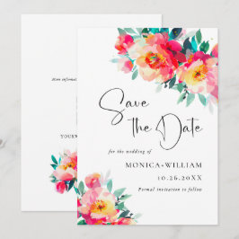 Waterverf Helroze Bloemen Bruiloft Bruiloft Save The Date