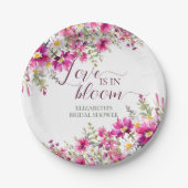 Waterverf Helroze Bloemen Liefde is in Bloei Papieren Bordje (Voorkant)