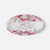 Waterverf Helroze Bloemen Liefde is in Bloei Papieren Bordje (Gekanteld)