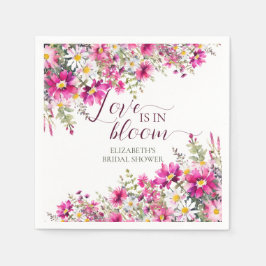 Waterverf Helroze Bloemen Liefde is in Bloei Servet