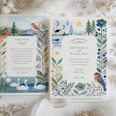 Waterverf Helsinki Nordic Forest & Birds Wedding Kaart
