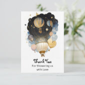 Waterverf hemelballon Baby shower Bedankkaart (Staand voorkant)