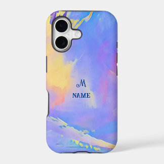 Waterverf Hemelblauwe Wolken Monogram Persoonlijk