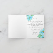 Waterverf Hemelsblauw Bloemen Groen Moederdag Kaart (Binnen)