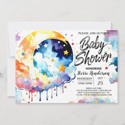 Waterverf hemelse Baby shower dromen Kaart (Voorkant)