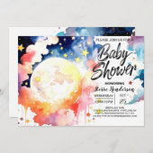 Waterverf Hemelse Baby Shower Wonderen Kaart (Voorkant / Achterkant)