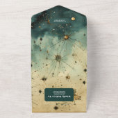 Waterverf Hemelse bruiloft All In One Uitnodiging (Buitenkant)