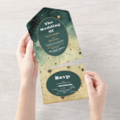 Waterverf Hemelse bruiloft All In One Uitnodiging (Afscheurbaar)