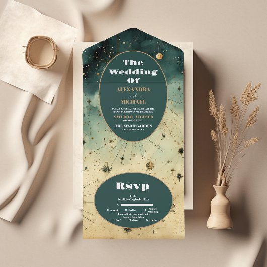 Waterverf Hemelse bruiloft All In One Uitnodiging