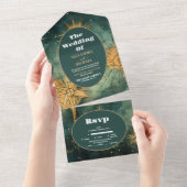  Waterverf Hemelse bruiloft All In One Uitnodiging (Afscheurbaar)