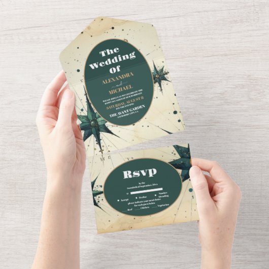  Waterverf Hemelse bruiloft All In One Uitnodiging (Afscheurbaar)