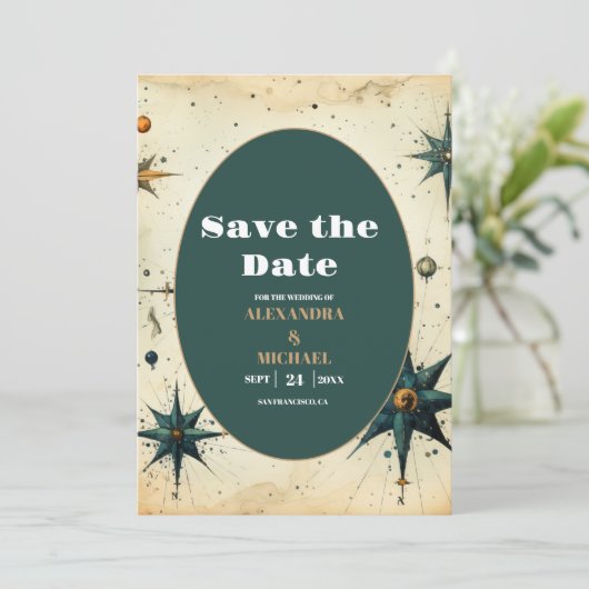  Waterverf Hemelse bruiloft Save The Date (Staand voorkant)