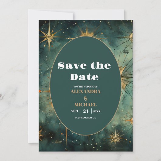 Waterverf Hemelse bruiloft Save The Date (Voorkant)