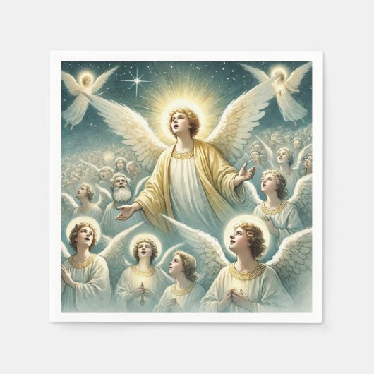 Waterverf Hemelse Gastheer van Engelen Decoupage Servet (Voorkant)