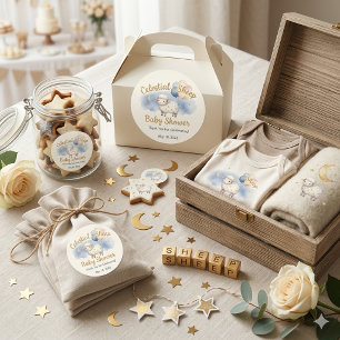 Waterverf Hemelse Schapen & Ballonnen Baby Shower Ronde Sticker