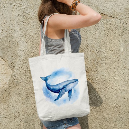 Waterverf Hemelwalvis Tote Bag