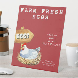 Waterverf Hen Boerderij Verse eieren Reclamebord Met Voetstuk