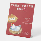Waterverf Hen Boerderij Verse eieren Reclamebord Met Voetstuk (Voorkant)