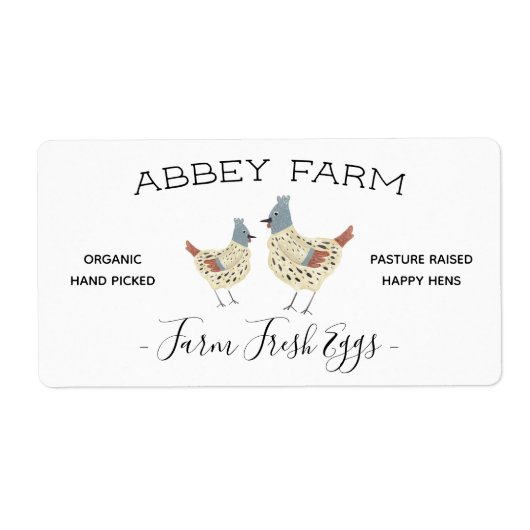Waterverf Hen Boerderij Verse verpakking Etiket (Voorkant)