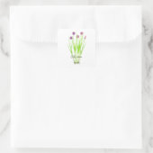Waterverf herb chives illustratie vierkante sticker (Tas)