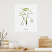 Waterverf Herb Fennel Illustratie Poster (Keuken)