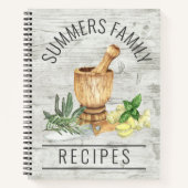 Waterverf Herb Wood Recipe Cookbook Family Name Notitieboek (Voorkant)