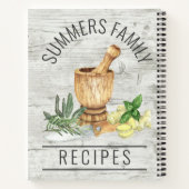Waterverf Herb Wood Recipe Cookbook Family Name Notitieboek (Achterkant)