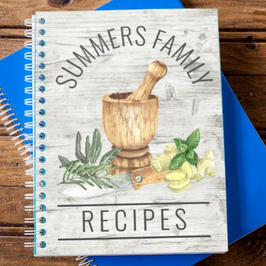 Waterverf Herb Wood Recipe Cookbook Family Name Notitieboek