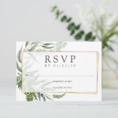 Waterverf Herbarium Geometrische bruiloft RSVP Kaartje (Staand voorkant)