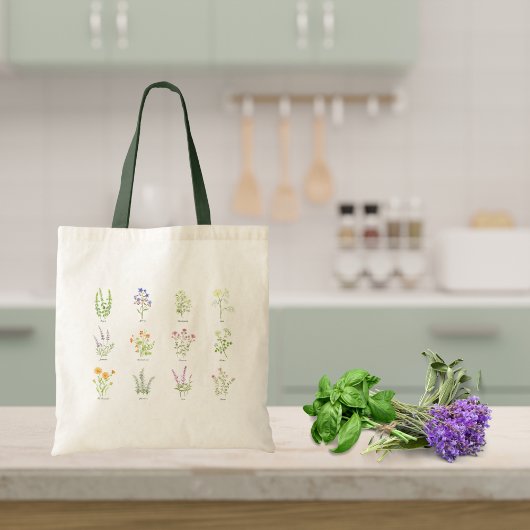 Waterverf Herbs Canvas tas