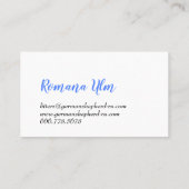 Waterverf Herder Blauw Modern Hondenillustratie Visitekaartje (Achterkant)