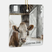 Waterverf Hereford Koe in Barn Keramisch Ornament (Rechts)
